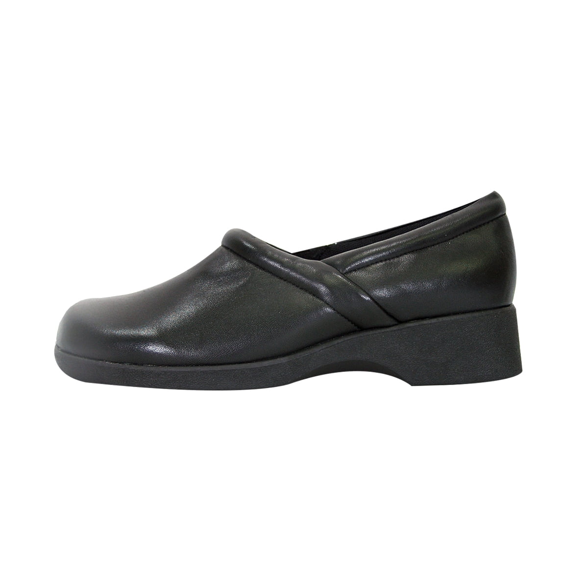 24 HOUR COMFORT Carol Wide Width Leather Loafer Shoes BLACK 6.5