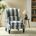 thumbnail image 5 of Tina's Home Vintage Navy Stripe Wingback Recliner Chair, Manual Push Back Fabric Armchair with Footrest, GREENGUARD, 5 of 8