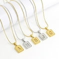 thumbnail image 2 of Collar cuadrado hueco de acero inoxidable chapado en oro de 18K con 26 letras iniciales AZ para mujer, cadena de serpiente, joyería de nombre al por mayor, 2 of 5