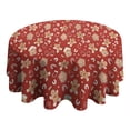 thumbnail image 4 of Red Christmas Gingerbread and Mitten Pattern Round Tablecloth 60"x60",Wrinkle Wipeable Table Cloth for Kitchen Dining Room Picnic Patio Party, 4 of 6