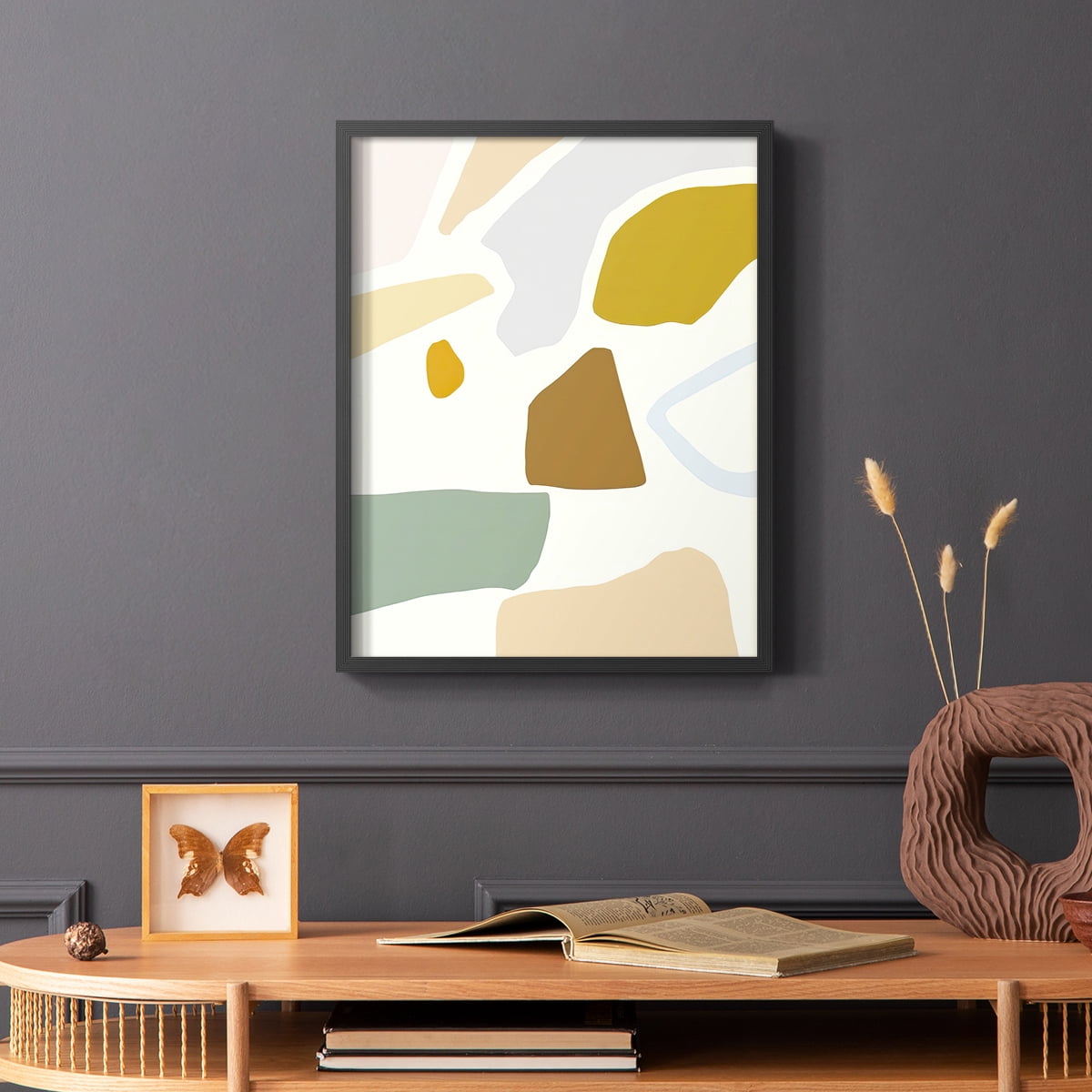 Pastel Splotches II Framed Print in Black Solid Wood Framed Print No Nail Hanging