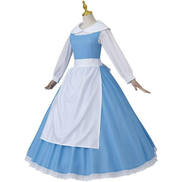 Women's Princess Belle Inspired Blue Dress Elegant Storybook Village Style Gown with Apron - Walmart.com Women's Princess Belle Inspired Blue Dress Elegant Storybook Village Style Gown with Apron - Walmart.com