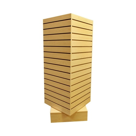 Cube Storage Tower MAPLE 20'' x 20'' x 54'' Revolving Slatwall Floor Display Rotating Cube Tower 4 Sided Retail Fixture ()