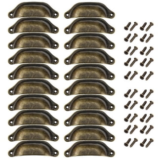 Goo-Ki Vintage Brass Cabinet Handles 10-Pack - 6.3" (160mm) Hole Center, Zinc Alloy, Distressed Finish