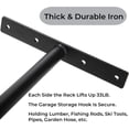 thumbnail image 3 of 4 Pack Overhead Garage Storage Hooks, 16.5" Heavy Duty Ceiling Mount Hangers, Double T-Bar Metal Ladder Racks, Hanging for Bike, Pipe Lumber, Fishing Rod, Sports Equipment, 3 of 4