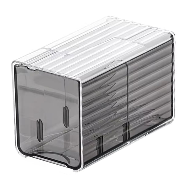 Caja de Organizador de Hisopo y Almohadilla de Algodón Montada en la Pared, Contenedor de Almacenamiento Cosmético de Plástico Transparente Sin Perforaciones con Cajón B