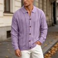 thumbnail image 4 of Mens Cardigan Sweater Long Sleeve Casual Button Down Lapel Collar Hollow out Knit Cardigans Fall Clothes, 4 of 6