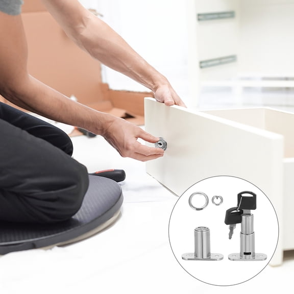 WHAMVOX 2-Pack Furniture Push Plunger Locks for Cabinets, Drawers, Sliding Doors - Secure Home Safety Hardware