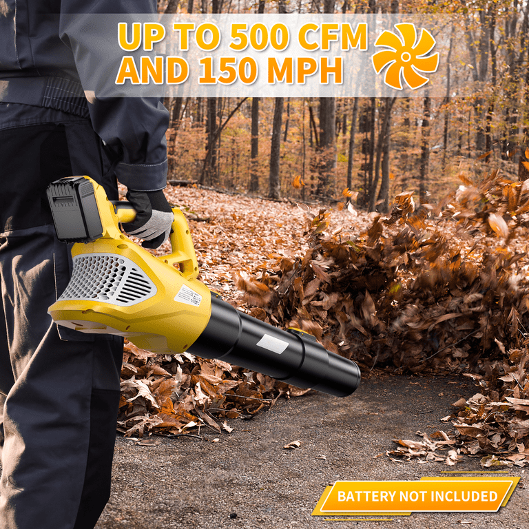 Cordless Leaf Blower Up to 500CFM Compatible with DEWALT 20V Max Battery No Battery Electric Leaf Blower with 5 Speed Modes Battery Powered Leaf Blower for Lawn Care Snow Blowing Yard Cleaning