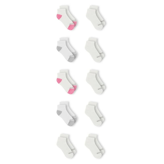 Fruit of the Loom Girls Cushion Ankle Socks, 10-Pack