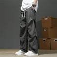 thumbnail image 2 of Men's Casual Straight Fit Pants Elastic Waist Lightweight Summer Trousers Comfortable Daily Wear Outdoor Walking Home Relaxed Men's Pants Dress Loose Fit Adjustable Waist, 2 of 5