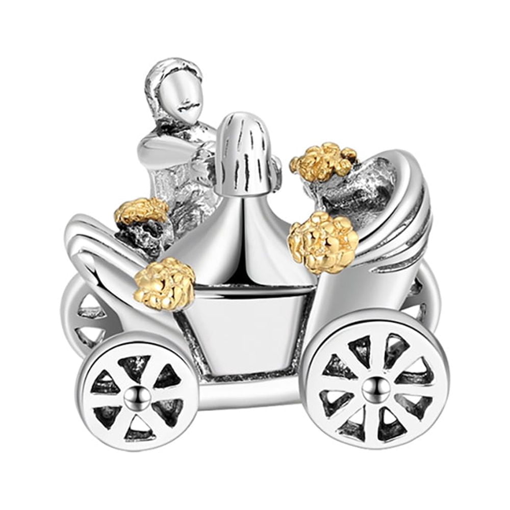 Bride Groom Carriage Wedding Charm European Bead Sterling Silver Ginger Lyne Collection