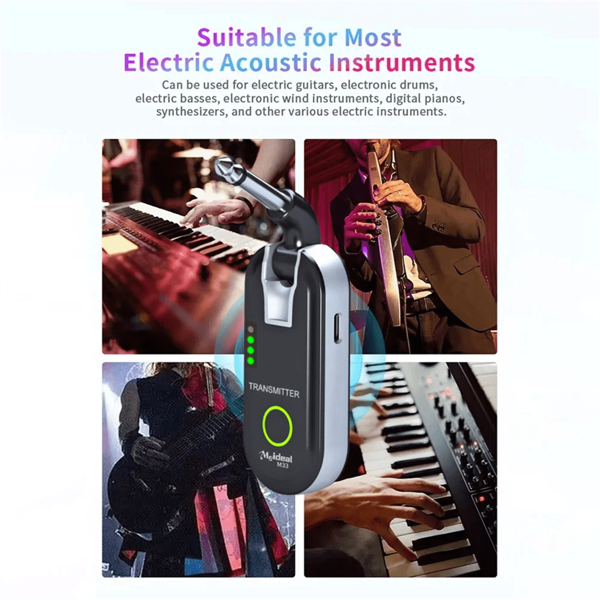 NEW M33 2.4GHZ Wireless Guitar System Rechargeable Audio Transmitter Receiver 50M Transmission Life Real-Time Transmiss,1 set * M33 2.4GHZ Wireless Guitar System