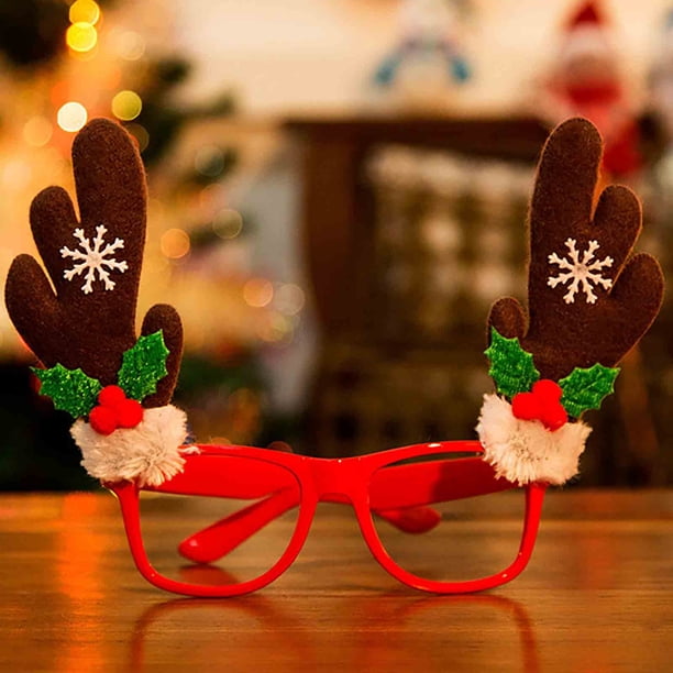 Decoración navideña, adornos navideños, regalos navideños, decoraciones navideñas, gafas de asta de muñeco de nieve de Papá Noel, gafas sin montura, uso doméstico