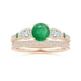 thumbnail image 4 of ANGARA Natural Emerald and Diamond Three Stone Engagement Ring in 14K Rose Gold for Women (Size-6mm) | May Birthstone, Birthday, Anniversary, Jewelry Gift for Women | Natural Emerald Ring, 4 of 10