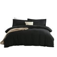 thumbnail image 4 of Virtu 3pc Duvet Cover Set, Luxury Microfiber Bedding Set Queen with 2 Pillow Sham, Black, 4 of 10