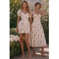 thumbnail image 2 of Women's Pink Floral Lace Trim Spaghetti Strap Midi Dress Sweetheart Corset Waist A‑Line Vintage Party Wedding Guest Dress, 2 of 7