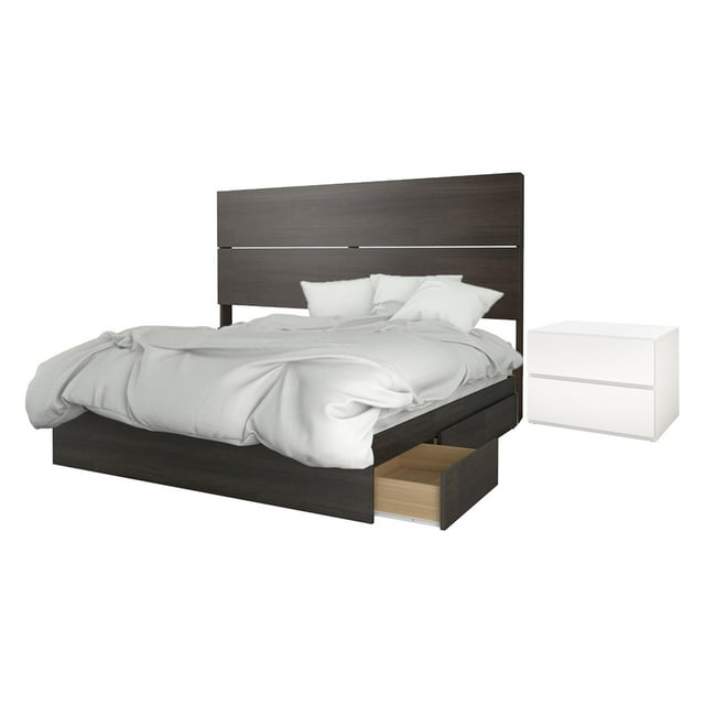 Nexera Melody Platform Storage Bed with Nightstand