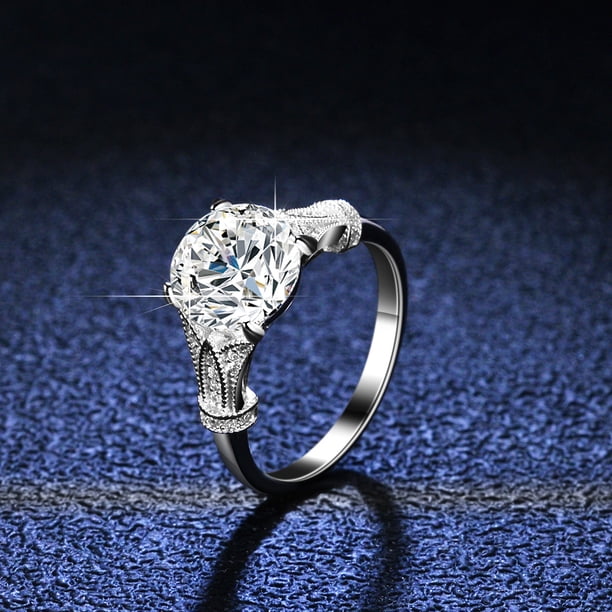 Anillo clásico de plata s925 con cuatro garras, anillo de diamantes Mosan de 3 quilates, anillo de diamantes con forma de corazón para mujer, anillo de bodas con forma de huevo de paloma