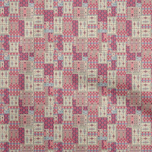 oneOone Polyester Spandex Rose Tissu Asiatique Kilim Robe Tissu Tissu Imprimé par la Cour 56 Pouces de Large
