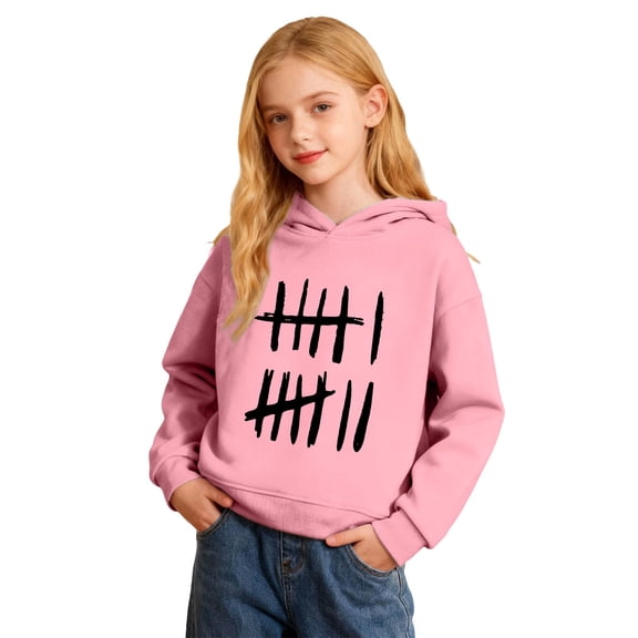 Wxolcjlv Little Boys Graphic Pullover Hoodie Tally Mark Print Long Sleeve Novelty Casual Hooded Sweatshirt, Sizes 1-16