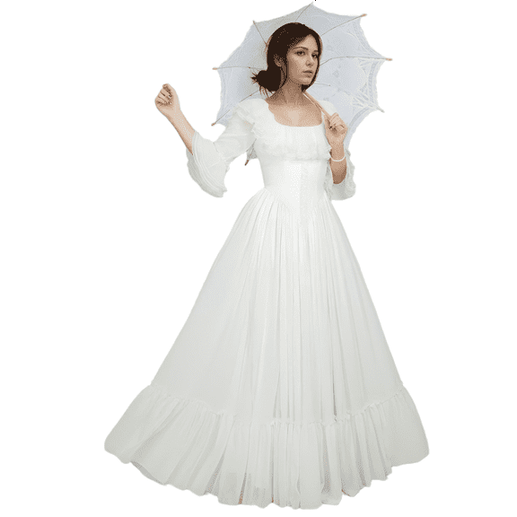 Miccostumes Women's Rococo Dress Marie Antoinette Ball Gown Victorian White Dress, M