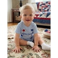 thumbnail image 4 of BemeyourBBs Toddler Baby Boy Girl 4th of July Outfit Infant Baby Patriot Independent Day Summer Clothes Short Sleeve America Flag Embroidery Waffle Knit T Shirt Tops Elastic Waist Pockets Shorts Set, 4 of 9
