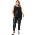 thumbnail image 3 of DARING DIVA Women's Plus Shiny Metallic Tank Top Sleeveless Party Blouse 2X Black, 3 of 6