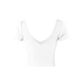 thumbnail image 3 of A2Y Women's Ribbed Double V-Neck Short Sleeve Rayon Fitted Crop Top Tee White L, 3 of 5