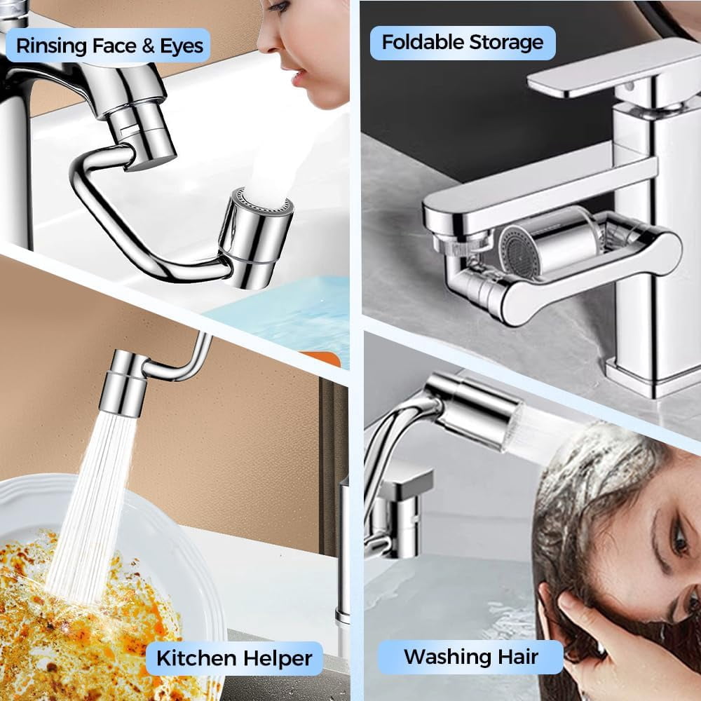 Rotatable Faucet Aerator Extension, 2026 New Universal Sink Faucet 1440° Rotatable Faucet Aerator Extension, U-Shaped Faucet Extender 360° Rotating Faucet Extender for Bathroom Sink/Kitchen 2Pcs