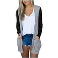 thumbnail image 1 of Cardigan Léger pour Femmes Blouse Patchwork Décontractée Cardigan Manches Longues avec Poche Hauts Manteau en Liquidation, 1 of 4