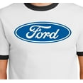 thumbnail image 2 of Mens Ford Oval Logo Emblem 100% Cotton Ringer Tee Shirt, Medium White/Red, 2 of 5