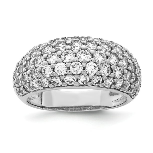 Jewelryweb 925 Sterling Silver Rhodium Plated Cubic Zirconia Ring