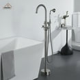 thumbnail image 3 of CASAINC Vintage 2-Handle Floor-Mount Buthtub Freestanding Roman Tub Faucet in Brushed Nickel, 3 of 9