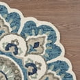 thumbnail image 6 of Laddha Home Designs 4' Ivory and Blue Edged Floral Hand Tufted Area Throw Rug, 6 of 7