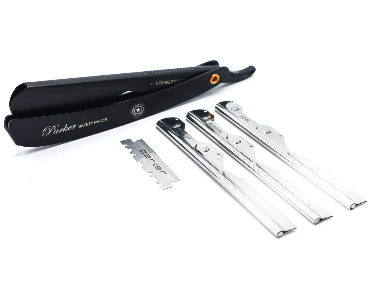 Parker Safety Razor ADJUSTABLE Straight Edge Barber Razor for Professionals with 3 Different Blade Inserts – PTABK Model