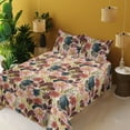thumbnail image 2 of Ambesonne Floral Fitted & Flat Sheet with Shams 4 Pcs Set, Hexagon Flower Circle Art, Full, Pastel Pink and Dark Rust, 2 of 5