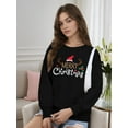thumbnail image 2 of Woman Christmas Shirt Merry Christmas Graphic Sweatshirt Casual Long Sleeve Black Top, 2 of 6