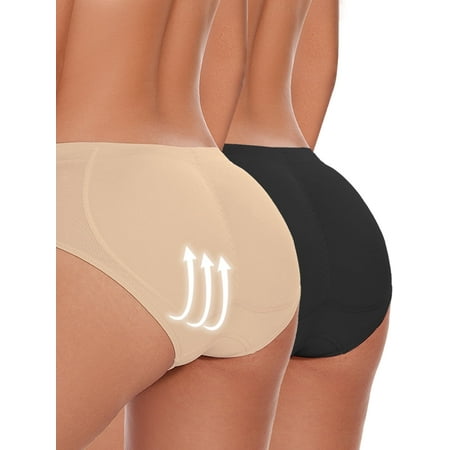ZIMI 2PCS Black & Beige Butt Lifter Panty for Women with Hip Pad Butt Lifter Panties Hip Enhancer Shapewear S