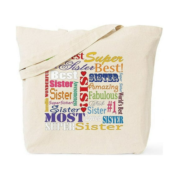 CafePress - Best Sister Ever Text Tote Bag - Unisex Canvas Tote Bag, Beige, 1-Piece