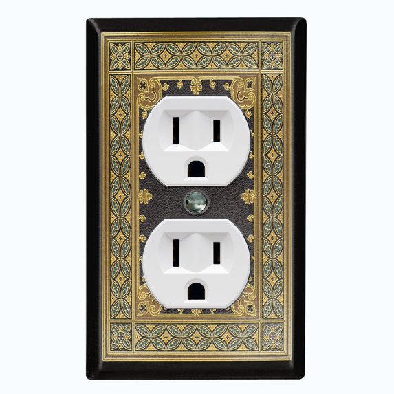 Metal Light Switch Plate Cover Elegant Victorian Floral Frame Black FRA067