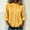 thumbnail image 2 of CHGBMOK Women's Fall Tops Crew Neck Long Sleeve Shirts with Button Down Casual Pleated Blouses, 2 of 6