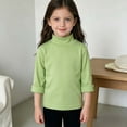thumbnail image 2 of larppty Boys Girls Soft Long Sleeve Turtleneck Shirts Solid Color Autumn T-Shirt for Kids(Green,18-24 Months), 2 of 5