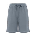 thumbnail image 5 of Afuyipoi Men’s Linen Shorts, Side Pockets Button-Elastic Waist Straight Casual Summer Beach Shorts Gray Size 2XL, 5 of 8