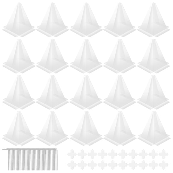 Keyohome 20/40Pcs Garden Seedling Cloches Set Clear Vegetables Bell Cover Reusable Vegetables Cover Protector with Metal Ground Stakes for Peppers Tomatoes