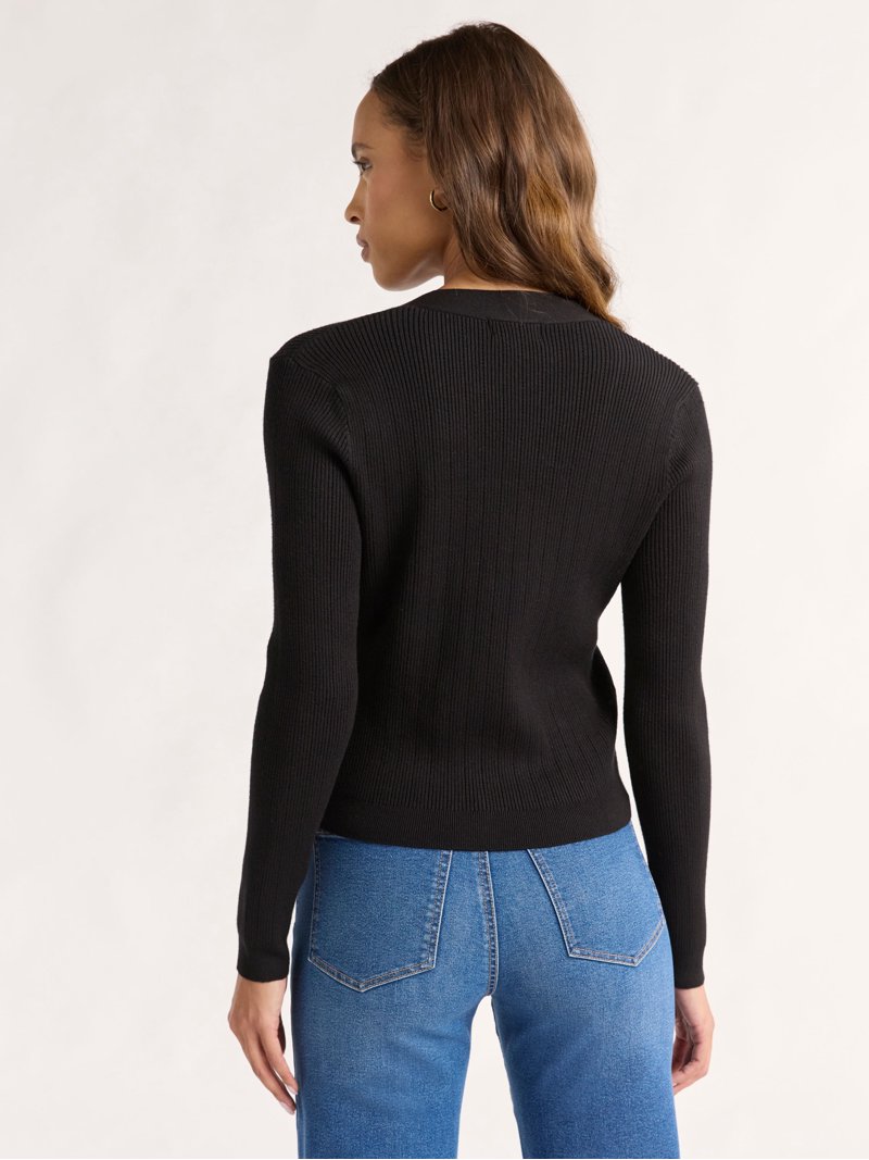 Sofia Jeans Ribbed Button Cardigan V-Neck Sweater
