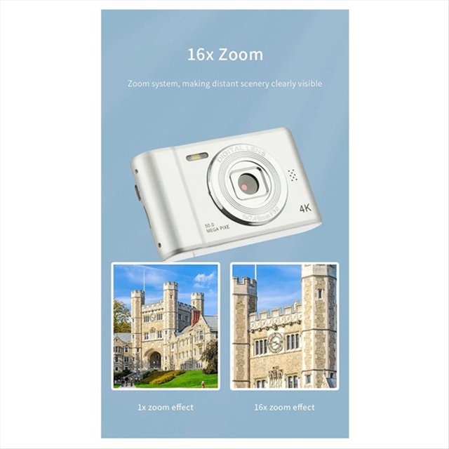 Cámara Digital HD 1080P Videocámara para Niños Cámara Mini Cámaras Compactas para Fotografía Principiante Selfie Plata