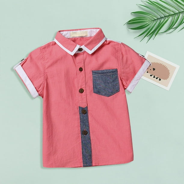 Gibobby Camisa Moda Ninos Nueva camiseta para ninos estilo escolar manga corta cuello levantado Rosa 3 4 Anos Walmart en linea