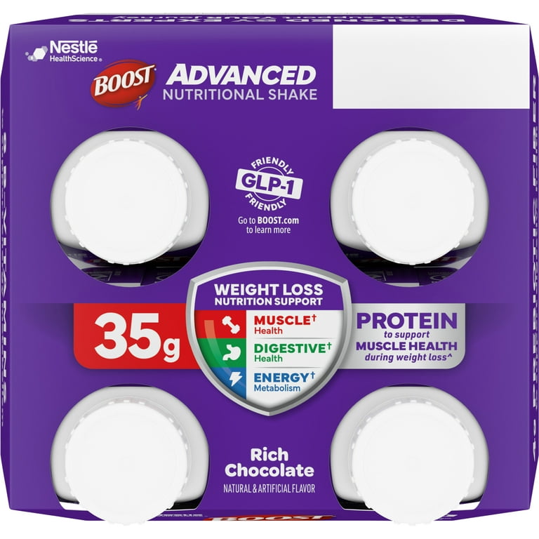 nestle boost glp 1 BOOST Advanced Nutritional Protein Shake, GLP-1 Friendly, Rich Chocolate, 4  - 11 fl oz Cartons