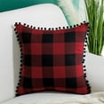 thumbnail image 2 of PiccoCasa Retor Checked Plaid Throw Pillow Covers Red and Black Polyester & Cotton 1, 2 of 8